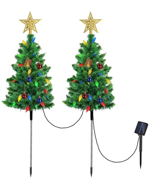 2-Pack Solar Christmas Tree Path Lights