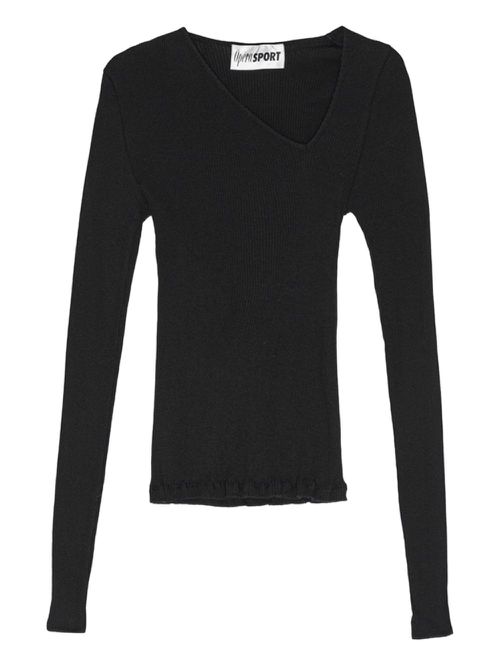 Eve asymmetric ribbed top - Black