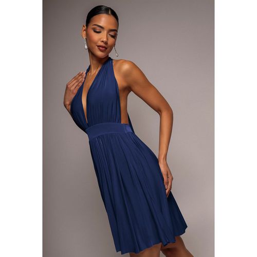 Goddiva Soft Touch Multiway Skater Mini Dress - Navy Blue