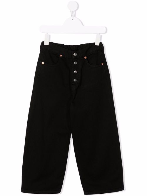 Button-detail wide-leg jeans - Black