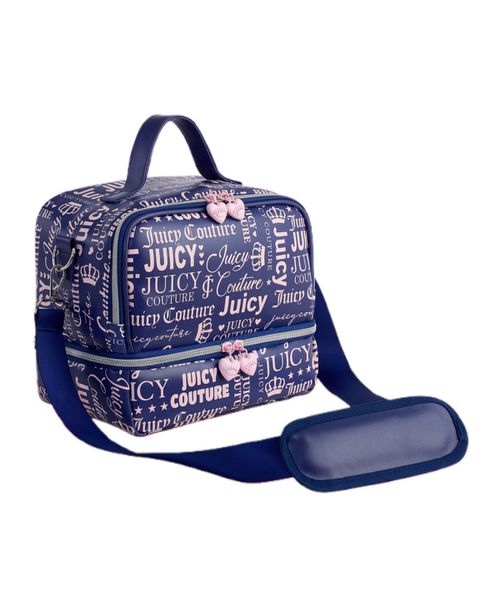 "Double Zip 9.4"" Chill Lunch Cooler Tote Bag - Navy Repeat Logo"