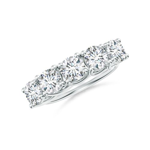 Angara 2.5 Carats Lab-Grown Half Eternity Five Stone Diamond Wedding Ring in 18K White Gold