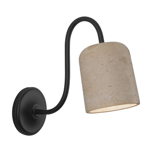 Matte Black Travertine Bathroom Vanity Light from the Bromley Collection