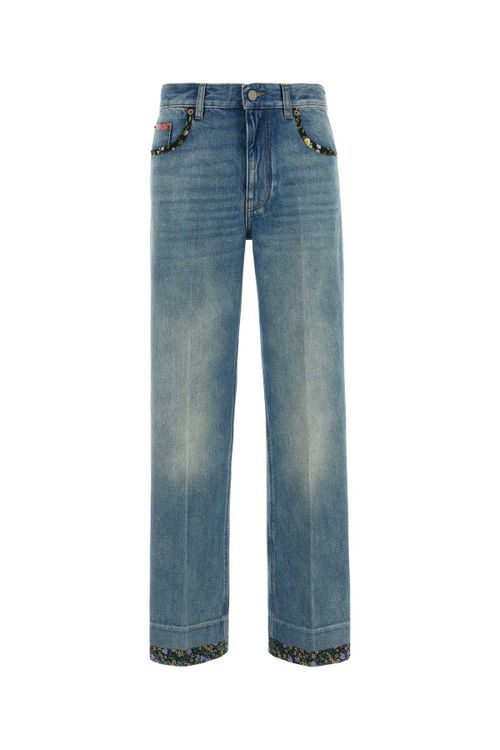 Embellished Hem Jeans — Blue
