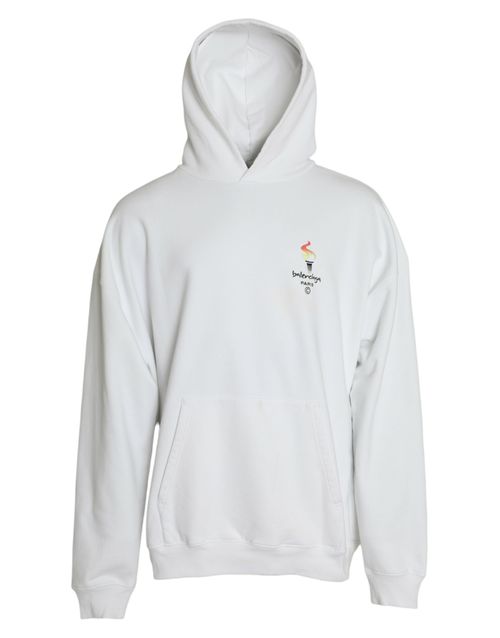 Logo-Embroidered Cotton Hoodie — White