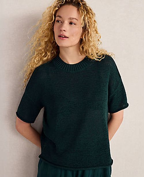 Ann Taylor Haven Well Within Organic Cotton Linen Tape Yarn Sweater