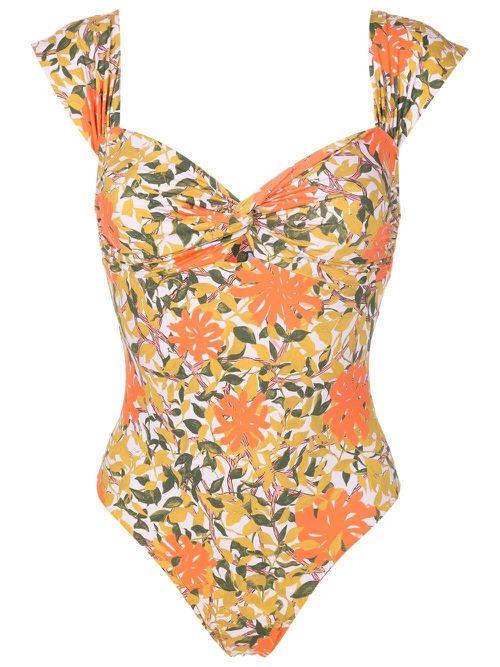 Floral-print swimsuit - Orange