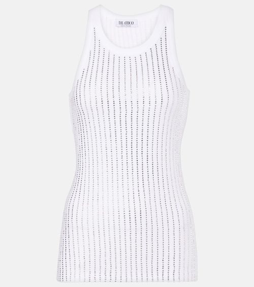 Crystal-embellished cotton tank top