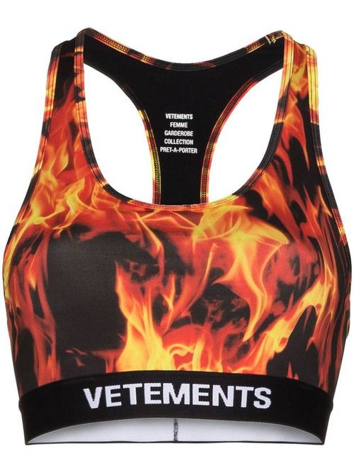 Fire print sports bra