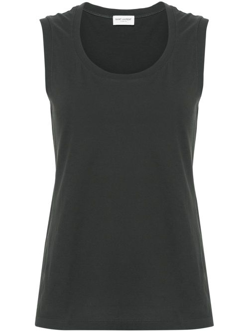 U-neck cotton top - Grey
