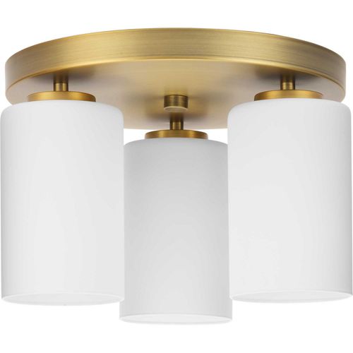 Vintage Brass Three Light Flush Mount from the Cofield Collection