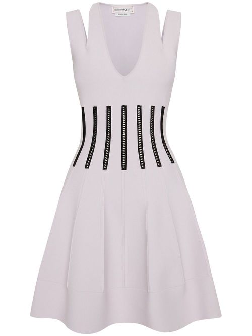 Knit-panel mini dress - Neutrals