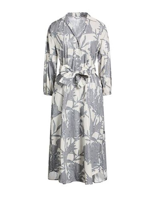 Woman Midi dress Light grey Size 10 Cotton