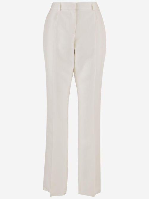 Tailored Slim-Fit Wool and Silk Trousers — White