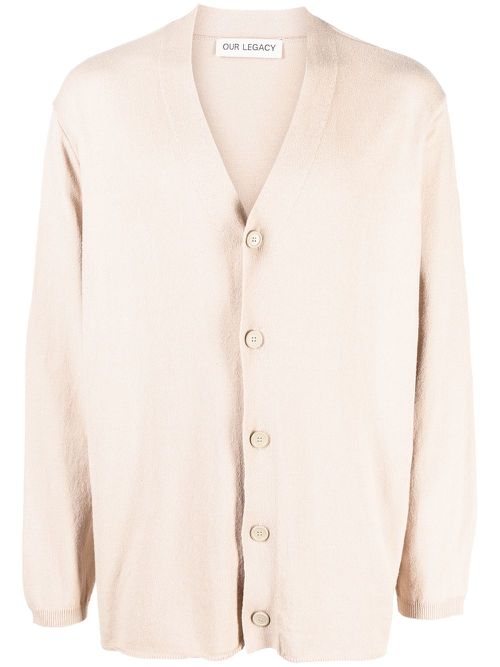 V-neck knitted cardigan - Neutrals