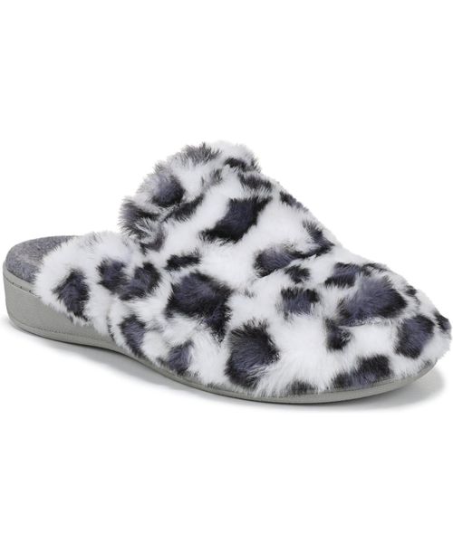 Women's Gemma Ii Mule Slippers - White multi leopard faux fur