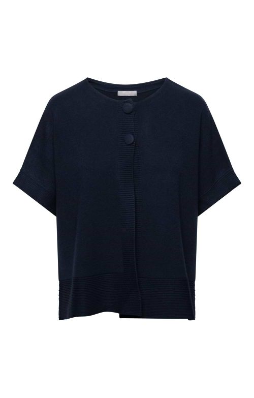 Ladies Two Button Sleeveless Cardigan - Navy Blue