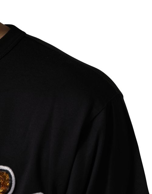 Angel Print Cotton Crew Neck T-Shirt — Black