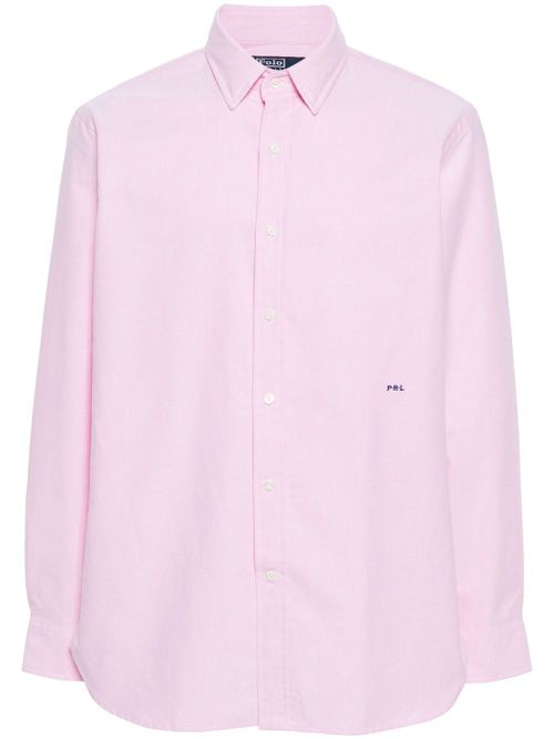 Logo-embroidered cotton shirt - Pink