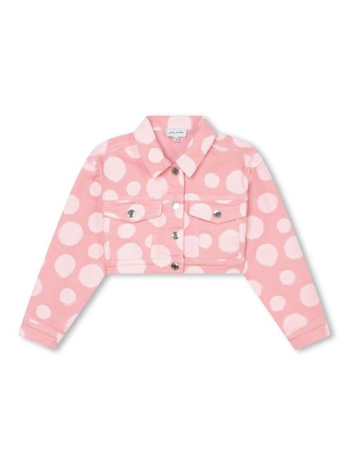 Polka dot-print denim jacket - Pink
