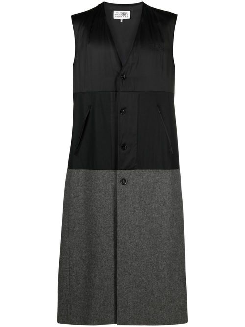 Two-tone wool gilet - Black