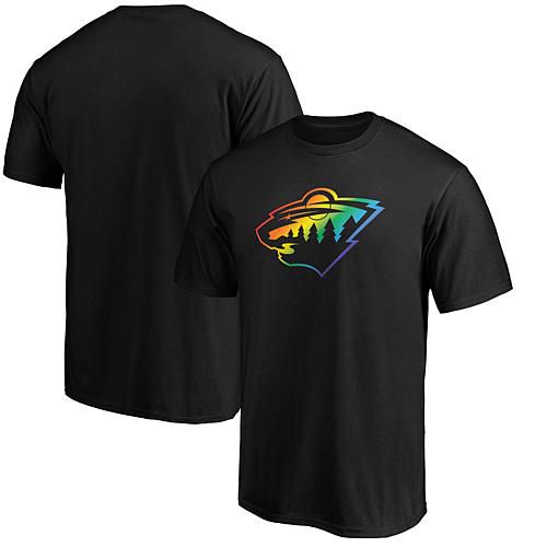 Men's Fanatics Black Minnesota Wild Team Pride Logo T-Shirt - Size 5XL