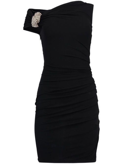 Asymmetric crystal-knot minidress - Black