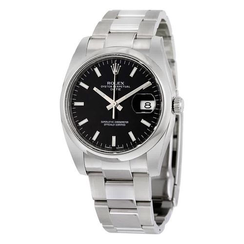 Oyster Perpetual Date 34 Black Dial Stainless Steel Bracelet Automatic Mens Watch 115200BKSO