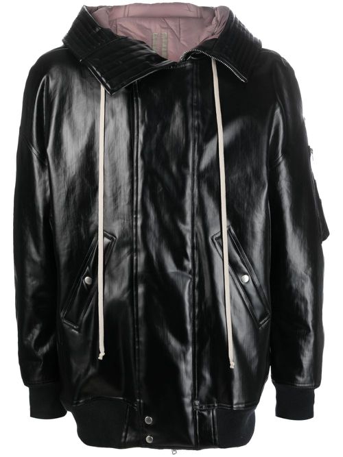 Oversized hooded bomber jacket - Black