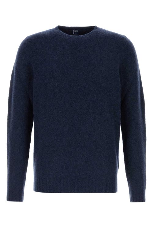 Navy Blue Stretch Wool Blend Sweater
