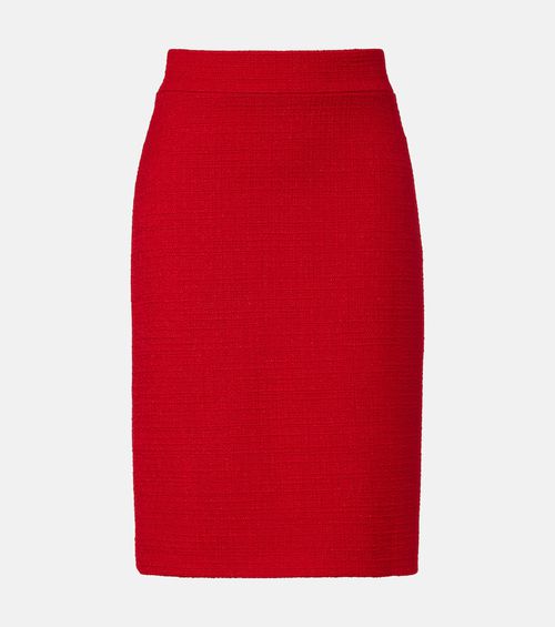 High-rise wool-blend tweed pencil skirt