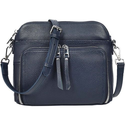 Womens Real Leather Cross Body Bag Classic Sling Style Skye Navy