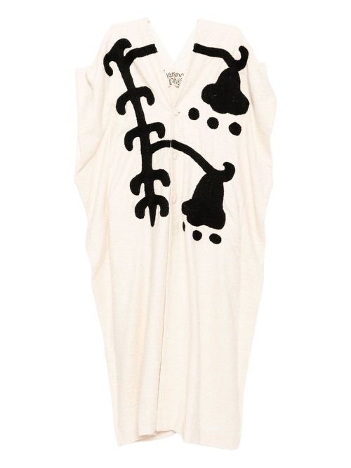 Hand-woven sleeveless coat - White