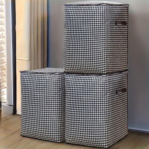 TEMU 3 Large-sized 180-liter Kanyou Grid Storage Bags - Foldable And Stackable Thick, Garment Storage Bags, Of Storing Clothes, Books, Toys, Storage