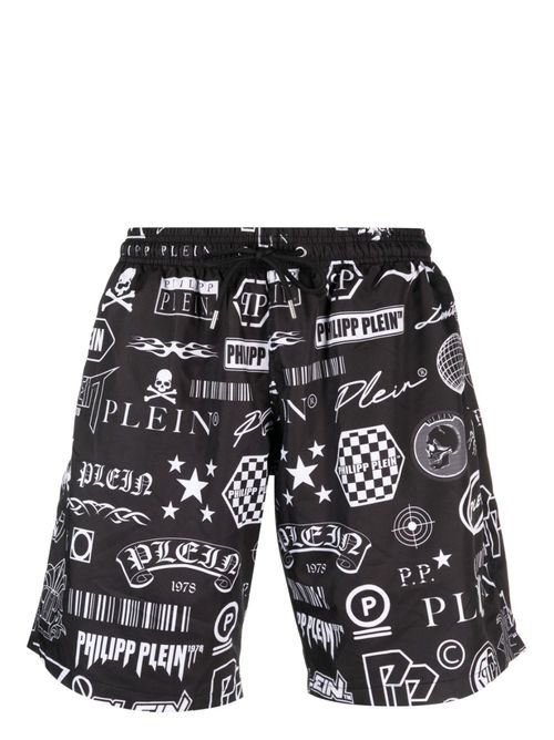 Logos logo-print swim shorts - Black