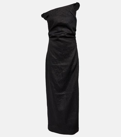 One-shoulder linen maxi dress