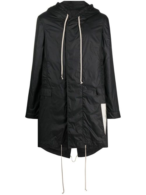Fishtail hooded raincoat - Black