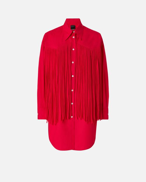 Mini shirt dress with fringing - L