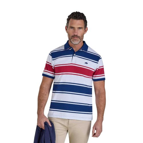 Raging Bull ens Wide Stripe Jersey Polo Shirt - Navy/White/Red - - Navy/White/Red - 100% Cotton