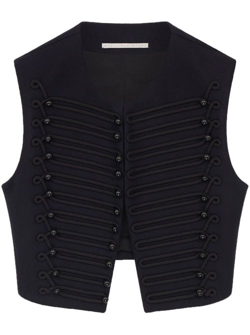 Braided cropped wool waistcoat - Black