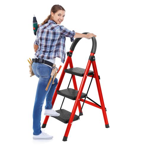 TEMU Heavy Duty Folding Step Ladder, Multipurpose Foldable Stool For Home & Rv Outdoor Work, 330 Lb Load Capacity, 35.43"x20.47"x