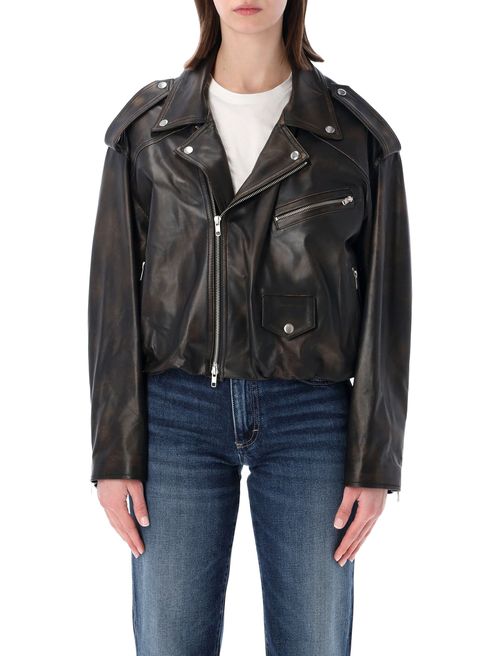 Biker-Inspired Premium Leather Jacket - Women's Size 40