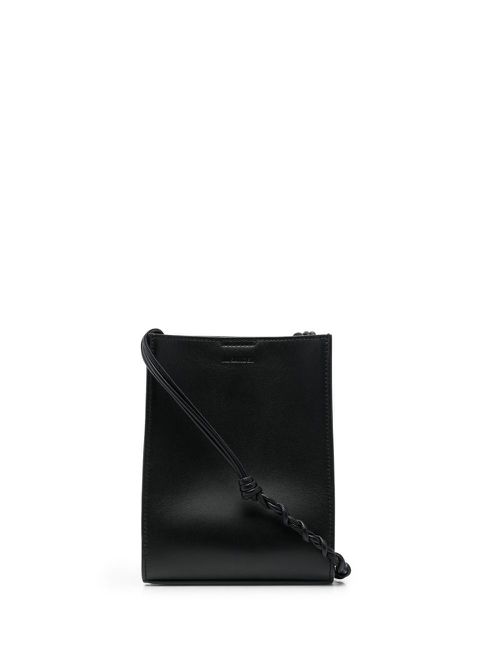 Braided-strap leather shoulder bag - Black