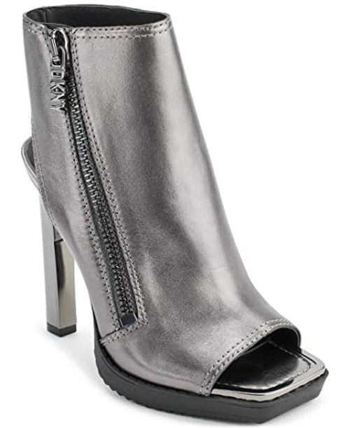 DKNY Women's Malia Peep Toe Heeled Bootie with Side Zipper Fashion Boot