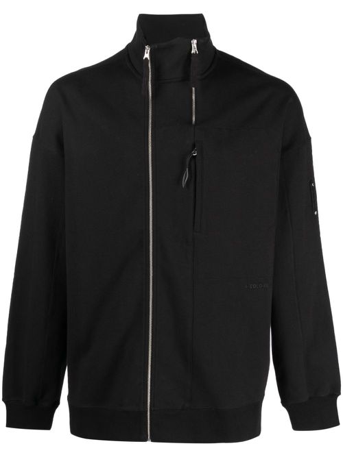 Logo-embroidered double-zip sweatshirt - Black