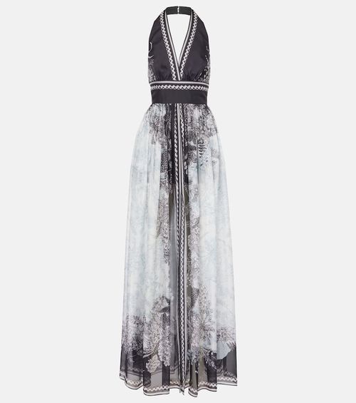 Printed silk chiffon maxi dress