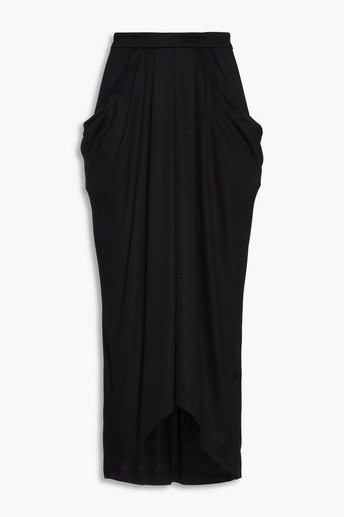 Ginkao pleated draped wool-jersey midi skirt