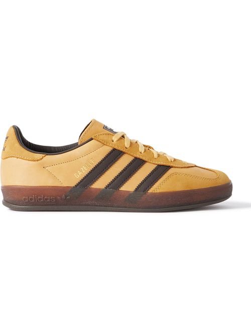 Gazelle Indoor Suede-Trimmed Leather Sneakers