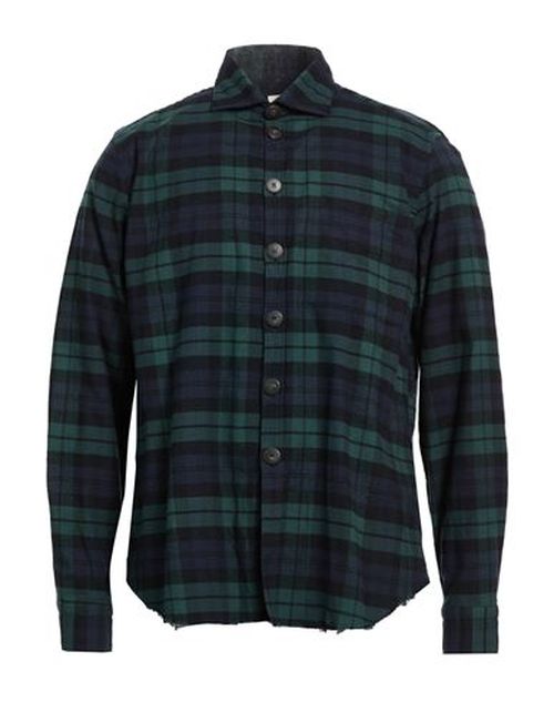 Man Shirt Dark green Size 17 Cotton