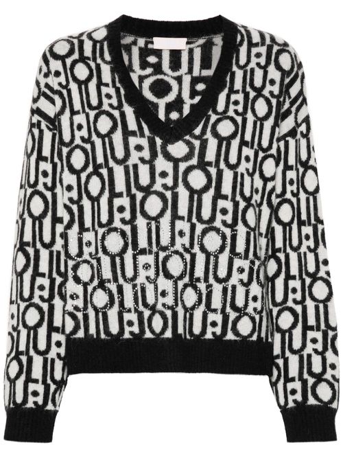 Logo-jacquard sweater - Black
